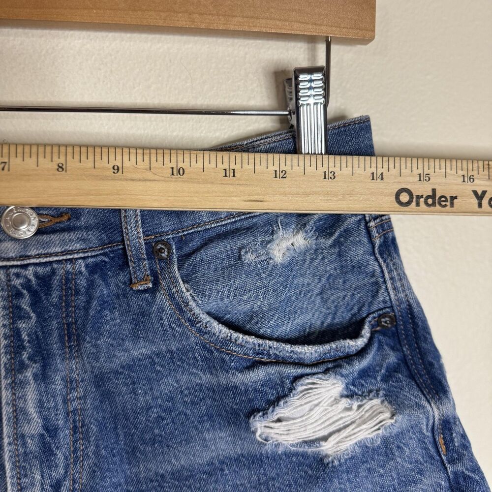 American Eagle Shorts Womens 6 Blue High Rise Distressed Denim Cutoff Frayed - Picture 4 of 9